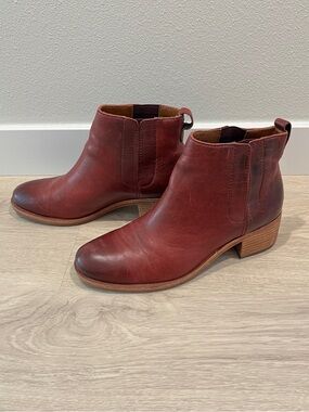 Women's Red Leather Ankle Boots